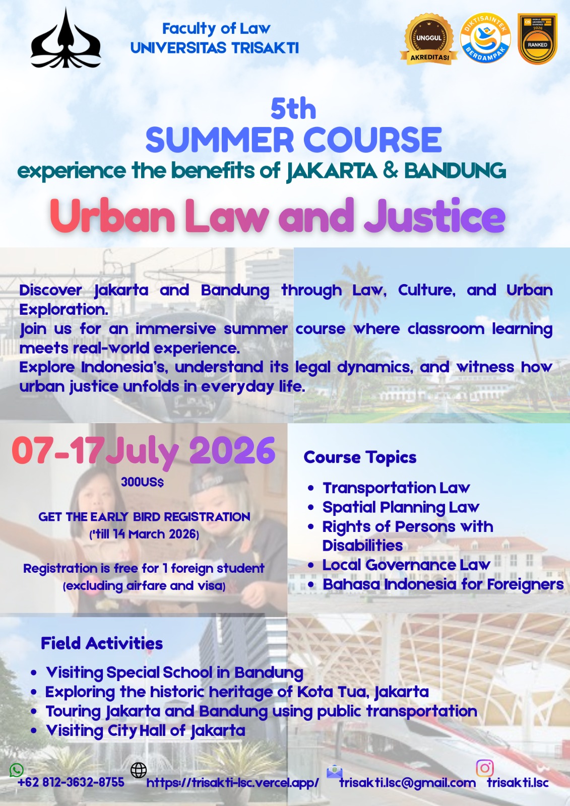 Official 5th Summer Course Urban Law and Justice flyer